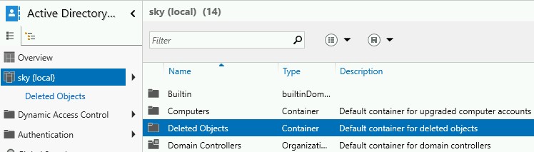 Deleted Objects Container